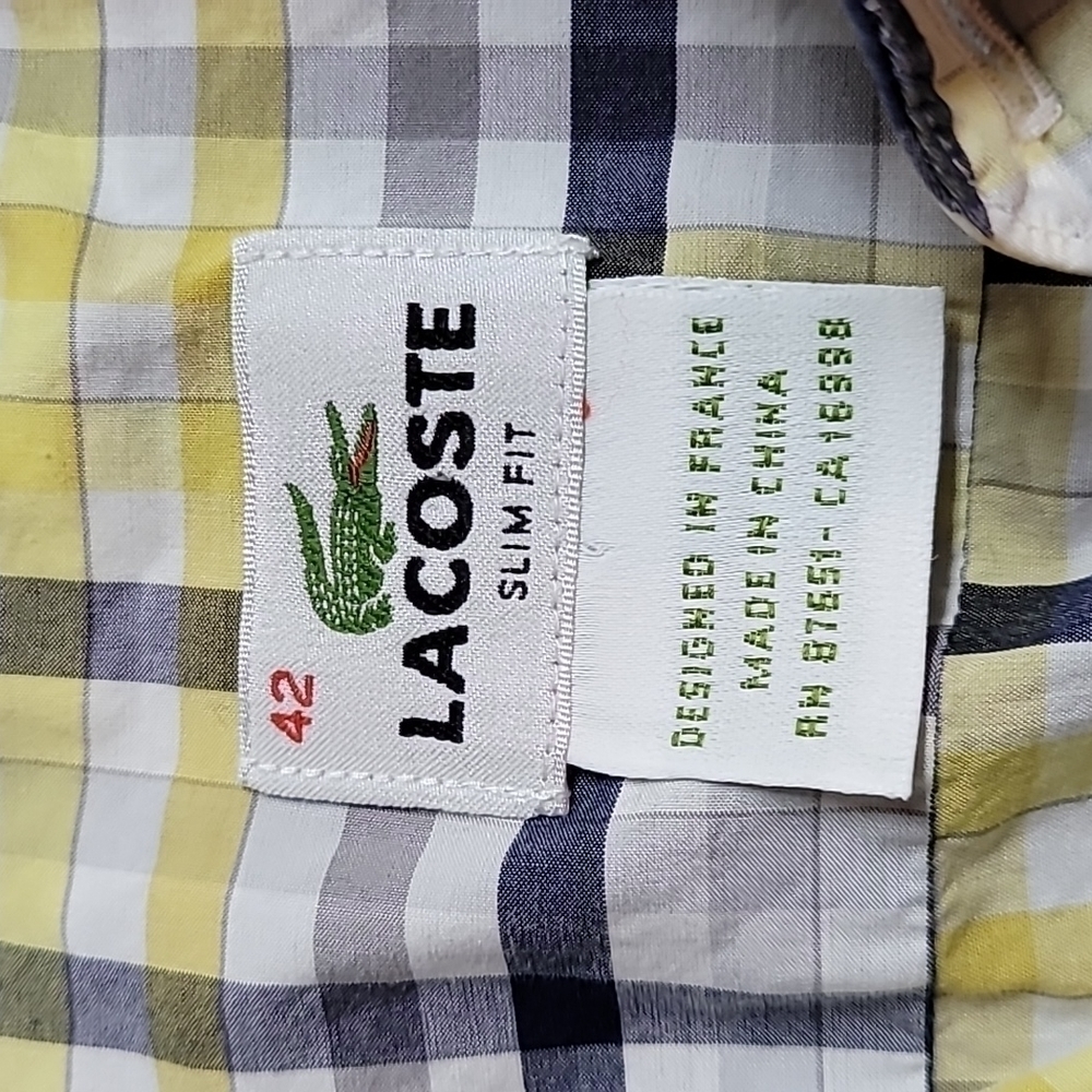 Lacoste Men’s Short Sleeve Button Up Size 42 Slim Fit - Picture 4 of 9